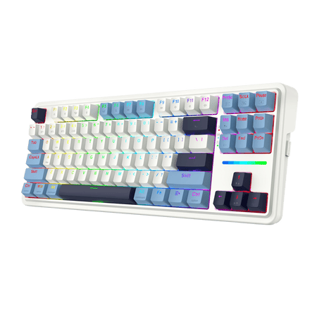 Redragon K728 PRO 80% Wireless Gasket RGB Gaming Keyboard, 3-Mode 87 Keys TKL Mechanical Keyboard w/Hot-Swap Socket, Mixed Color Keycaps & 5-Layer Noise Dampening, Custom Linear Switch