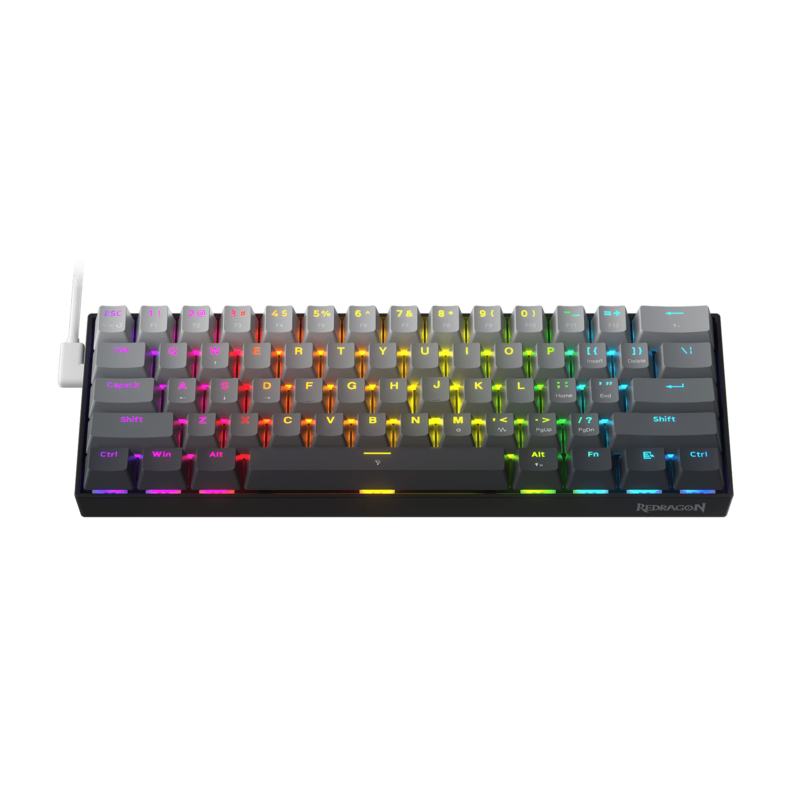 Redragon K617 Rapid Trigger Gaming Keyboard, 60% Wired Mechanical Keyboard w/ 8k Hz Polling Rate, Hyper-Fast 0.2mm Actuation Custom Magnetic Switch Adjustable via Software, Misty Grey