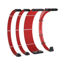 Redragon GCP07 Power Extension Cable Kit - 1x24 Pin, 1x90 Degree 16 Pin, 2x8Pin Sleeved Cable for ATX Power Supply, 30CM Length with Cable Combs, Red