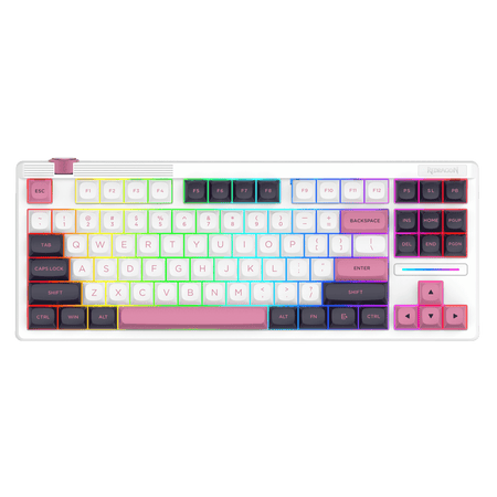 Redragon K729 80% Wired Gasket RGB Gaming Keyboard, 87 Keys TKL Mechanical Keyboard w/Dedicated Knob Control, Hot-Swap Socket, Mixed Color Keycaps & 5-Layer Noise Dampening, Custom Linear Switch