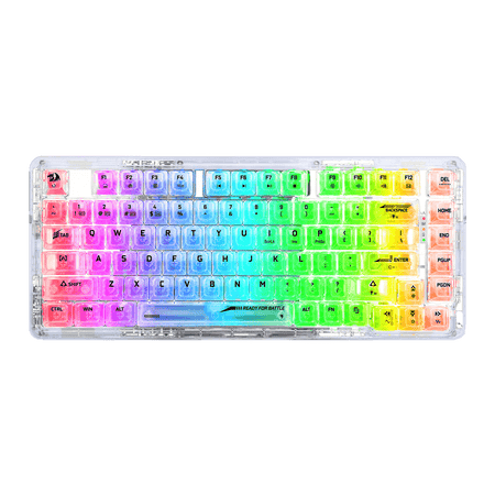 Redragon K649 PRO 78% Wireless Gasket RGB Gaming Keyboard, 3-Modes 82 Keys Full-Transparent Hot-Swap Compact Mechanical Keyboard w/Upgraded Socket, Sound Absorbing Foams, Translucent Custom Switch
