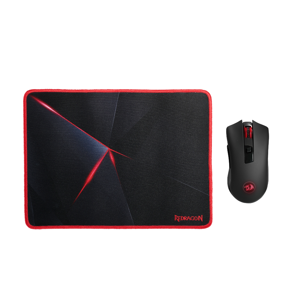 Redragon M652-BA Wireless Gaming Mouse and Mouse Pad Set, 2.4G Wireless Optical Mouse with 2400 DPI and Mouse Pad Combo for Notebook, PC, Laptop, Computer, MacBook