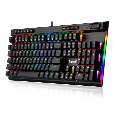 Redragon K580-PRO RGB Backlit Mechanical Gaming Keyboard 104 Keys Anti-ghosting with Macro Keys & Dedicated Media Controls, Onboard Macro Recording (Optical Brown Switches)