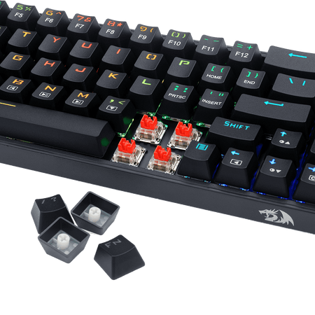Redragon K631 Castor 65% Wired RGB Gaming Keyboard, 68 Keys Hot-Swappable Compact Mechanical Keyboard w/100% Hot-Swap Socket, Free-Mod Plate Mounted PCB & Dedicated Arrow Keys, Quiet Red Linear Switch