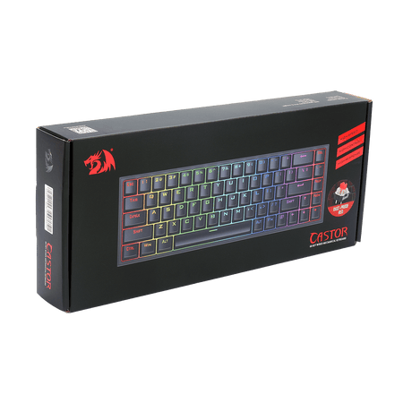 Redragon K631 Castor 65% Wired RGB Gaming Keyboard, 68 Keys Hot-Swappable Compact Mechanical Keyboard w/100% Hot-Swap Socket, Free-Mod Plate Mounted PCB & Dedicated Arrow Keys, Quiet Red Linear Switch