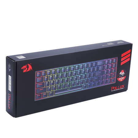 Redragon K628 Pollux 75% Wired RGB Gaming Keyboard, 78 Keys Hot-Swappable Compact Mechanical Keyboard w/100% Hot-Swap Socket, Free-Mod Plate Mounted PCB & Dedicated Arrow Keys and Numpad, Red Switch