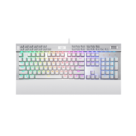 Redragon K550 RGB Gaming Keyboard, 104 Keys + 12 Macro G Keys Wired Mechanical Keyboard w/Aluminum Top Plate, Custom Clicky Purple Switch, Extra USB Port & Wrist Rest