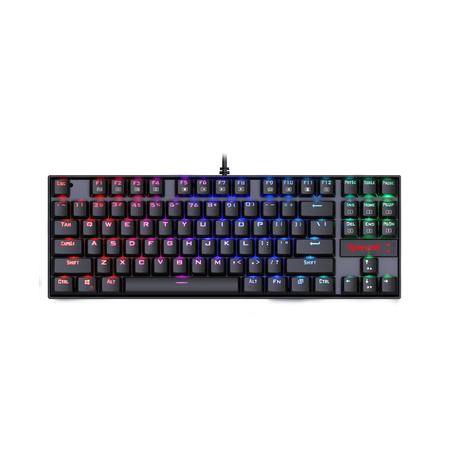 Redragon K552 KUMARA 87 Key LED RGB Backlit Mechanical Computer illuminated Keyboard with Blue Switches for PC Gaming Compact ABS-Metal Design