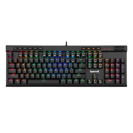 Redragon K580 VATA RGB LED Backlit Mechanical Gaming Keyboard 104 Keys Anti-ghosting with Macro Keys & Dedicated Media Controls, Onboard Macro Recording (Blue Switches)