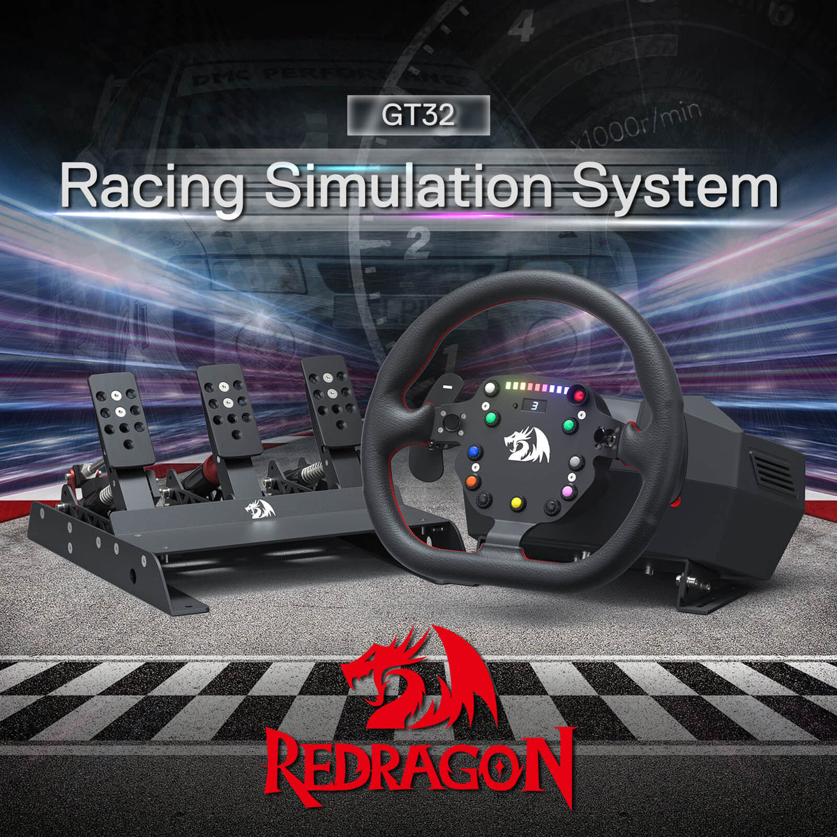 Simulador de Corrida Redragon GT-32 com Volante e Pedais - Redragon Store