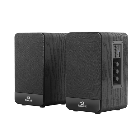 Redragon GS813 Wireless Desktop Speakers, 2.0 Channel Bookshelf Speaker w/Powerful 20W Output, BT 5.0/3.5mm AUX Connection, Enhanced Bass/Treble Knob Control and TF Card/USB Flash Drive Supported