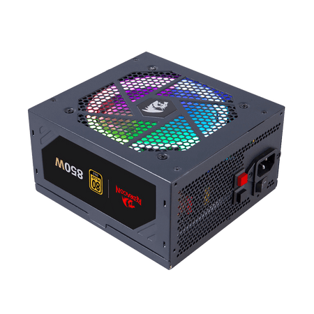 Redragon PSU007 80+ Gold 850 Watt ATX Fully Modular Power Supply w/ 80 Plus Gold Certified, Compact 160mm Size and Low Noise RGB Fan 0 RPM, 100% Japanese Capacitors, Full Mod Cables