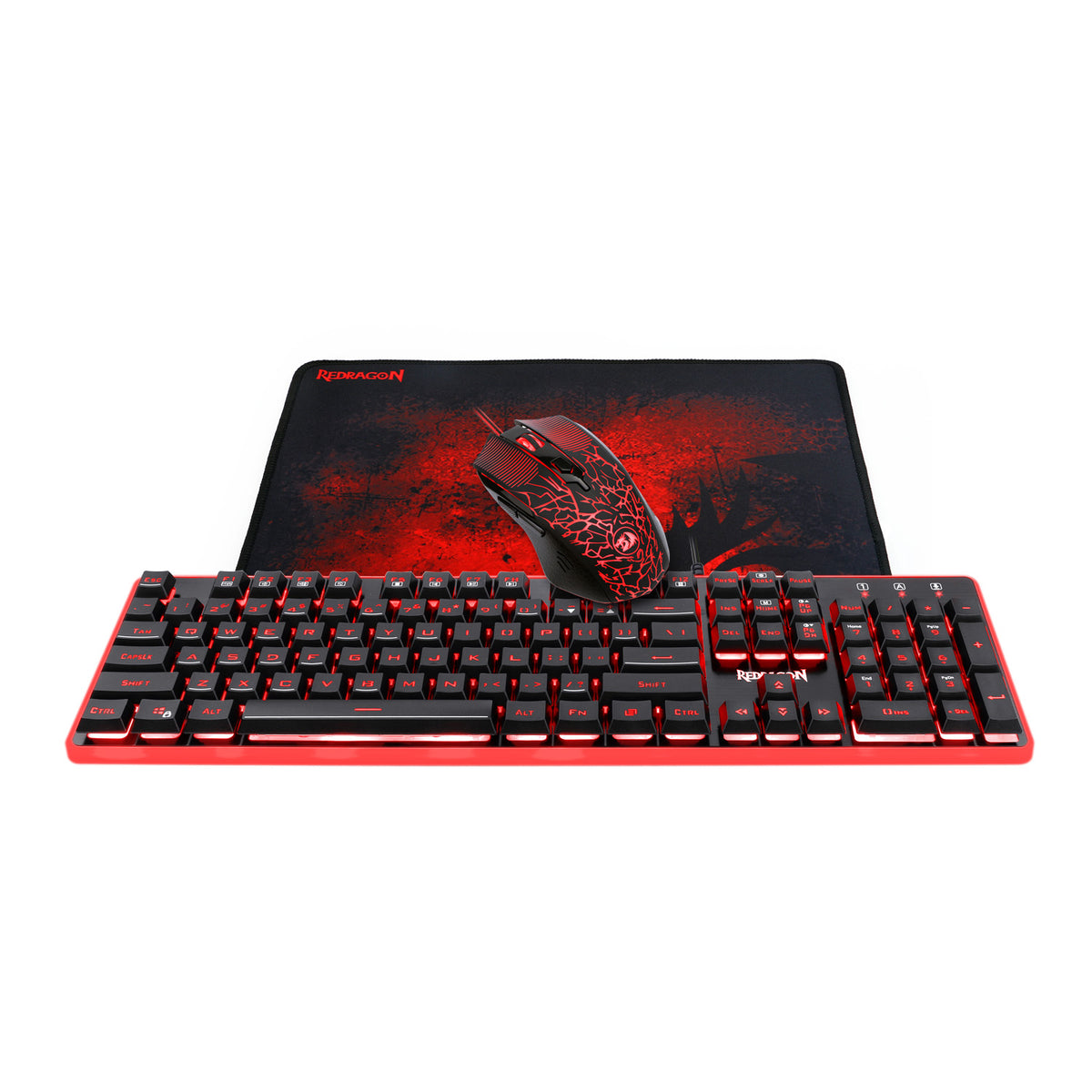 Redragon S107 Gaming Keyboard, Mouse, Mouse pad, Mechanical Feel
