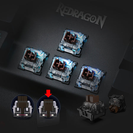 Redragon K580-PRO RGB Backlit Mechanical Gaming Keyboard 104 Keys Anti-ghosting with Macro Keys & Dedicated Media Controls, Onboard Macro Recording (Optical Brown Switches)