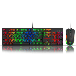 Redragon K582-BA Wired Mechanical Gaming Keyboard & M711 Cobra Gaming Mouse Combo, 10,000DPI, 7 Programmable Buttons, RGB LED Backlit Keyboard Mouse Set for PC, Laptop, Computer