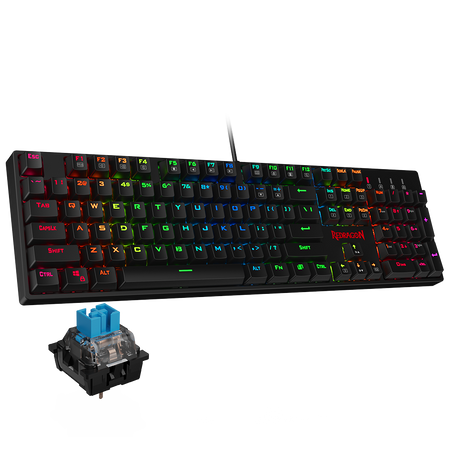 Redragon K582 SURARA RGB LED Backlit Mechanical Gaming Keyboard with104 Keys, Tactile Blue Switches