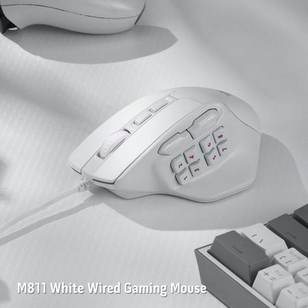 Redragon M811 Aatrox MMO Gaming Mouse, 15 Programmable Buttons Wired RGB Gamer Mouse w/ Ergonomic Natural Grip Build, 10 Side Macro Keys, Software Supports DIY Keybinds & Backlit