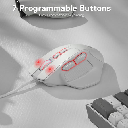 Redragon M806 Bullseye Gaming Mouse, 7 Programmable Buttons Wired RGB Gamer Mouse w/Ergonomic Natural Grip Build, Software Supports DIY Keybinds & Backlit