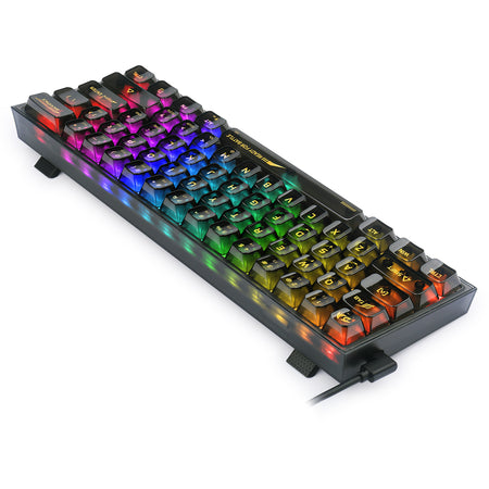 Redragon K617CTB-RGB 60% Wired RGB Gaming Keyboard, 61 Keys Compact Full-Transparent Mechanical Keyboard