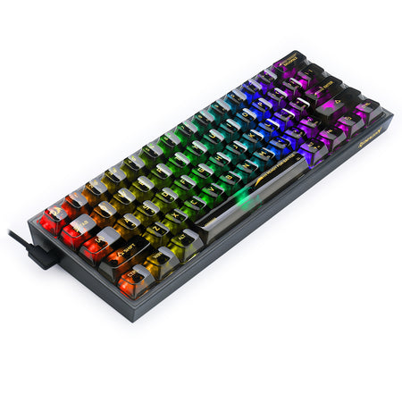 Redragon K617CTB-RGB 60% Wired RGB Gaming Keyboard, 61 Keys Compact Full-Transparent Mechanical Keyboard