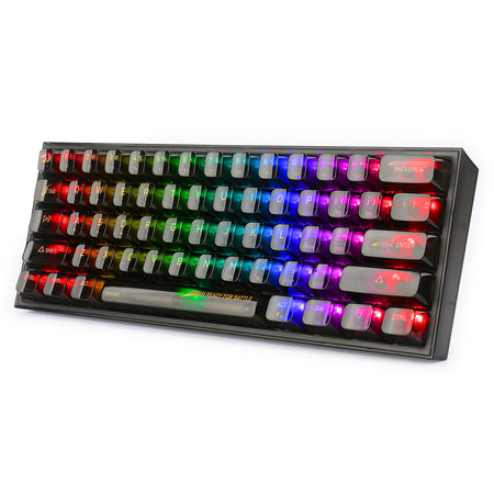 Redragon K617CTB-RGB 60% Wired RGB Gaming Keyboard, 61 Keys Compact Full-Transparent Mechanical Keyboard