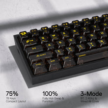 Redragon K628 PRO SE 75% 3-Mode Wireless RGB Gaming Keyboard, 78 Keys Full-Transparent Hot-Swap Compact Mechanical Keyboard w/Upgraded Socket, Dedicated Arrow Keys & Numpad, Translucent Custom Switch