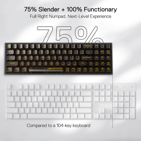 Redragon K628 PRO SE 75% 3-Mode Wireless RGB Gaming Keyboard, 78 Keys Full-Transparent Hot-Swap Compact Mechanical Keyboard w/Upgraded Socket, Dedicated Arrow Keys & Numpad, Translucent Custom Switch