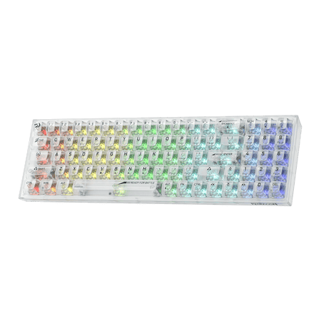 Redragon K628 PRO SE 75% 3-Mode Wireless RGB Gaming Keyboard, 78 Keys Full-Transparent Hot-Swap Compact Mechanical Keyboard w/Upgraded Socket, Dedicated Arrow Keys & Numpad, Translucent Custom Switch