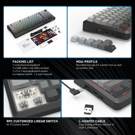 BRAGI PRO K688SP-RGB-PRO 3 MODES GASKET MECHANICAL KEYBOARD