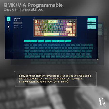 THORIUM K751GBC-RGB-PRO 3 MODES 75% GASKET MOUNTED QMK MECHANICAL KEYBOARD