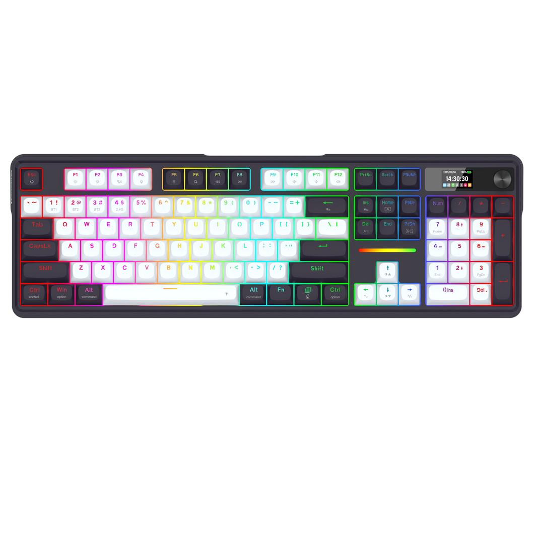 Redragon K762WB-RGB-PRO 3-Modes 104 Gasket Mechanical Keyboard with LCD Display