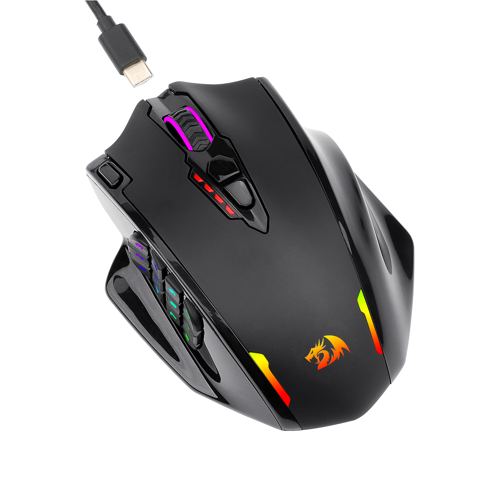  Redragon M913 Impact Elite Wireless Gaming Mouse, 16000 DPI  Wired/Wireless RGB Gamer Mouse with 16 Programmable Buttons, 45 Hr Battery  and Pro Optical Sensor, 12 Side Buttons MMO Mouse : Video Games