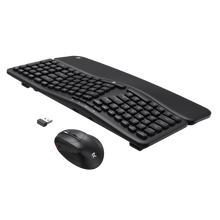 Black keyboard and mouse set on a white background