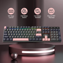 Redragon K556 SE Wired Gaming Keyboard, 104 Keys Hot-Swap Mechanical Keyboard w/Original Aluminum Base, Upgraded Socket, Noise Dampening Kit, PBT Keycaps & Custom Linear Switch, Dawn Sakura Color