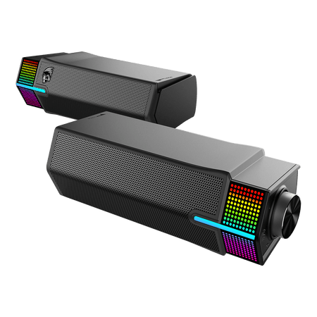 Redragon GS511 Wireless RGB Desktop Speakers, 2.0 PC Gaming Soundbar w/BT 5.3/USB Mode, Dual-Play Design, Rich Stereo Sound and Bass, RGB Backlight & All-in-one Control, USB Powered