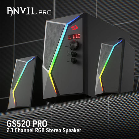 Redragon GS520 PRO Computer Gaming Speakers with Subwoofer, 2.1 Channel RGB Stereo Speakers for Desktop w/Massive 45W Max Power, Unparalleled Adjustable Bass, Bluetooth 5.0, SD & 3.5mm AUX Inputs