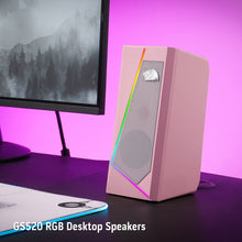 Redragon GS520 RGB Desktop Speakers, 2.0 Channel PC Computer Stereo Speaker with 6 Colorful LED Modes, Enhanced Sound and Easy-Access Volume Control, USB Powered w/ 3.5mm Cable, Pink