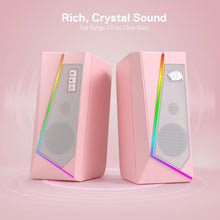 Redragon GS520 RGB Desktop Speakers, 2.0 Channel PC Computer Stereo Speaker with 6 Colorful LED Modes, Enhanced Sound and Easy-Access Volume Control, USB Powered w/ 3.5mm Cable, Pink