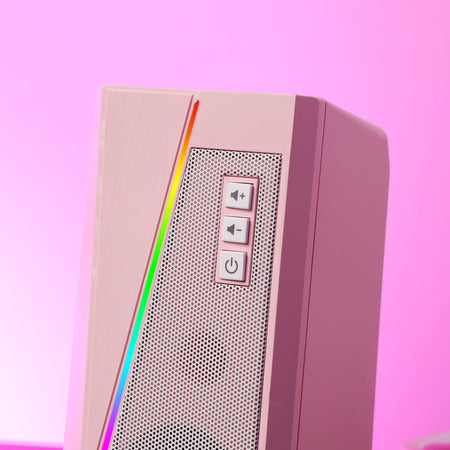 Redragon GS520 RGB Desktop Speakers, 2.0 Channel PC Computer Stereo Speaker with 6 Colorful LED Modes, Enhanced Sound and Easy-Access Volume Control, USB Powered w/ 3.5mm Cable, Pink