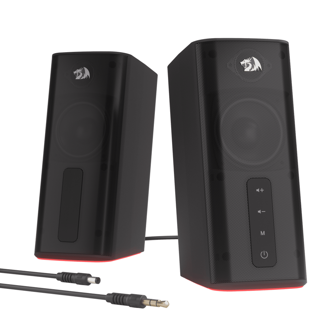 Redragon GS814 Stereo Desktop Speaker, 20W Output, 4 Real Units, BT 5.0/3.5mm AUX, Enhanced Bass, Touch-Control, Dynamic RGB Lighting