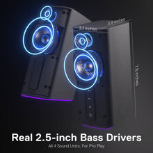 Redragon GS814 Stereo Desktop Speaker, 20W Output, 4 Real Units, BT 5.0/3.5mm AUX, Enhanced Bass, Touch-Control, Dynamic RGB Lighting