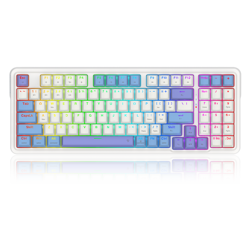 Redragon Gloria Pro K664WBP-RGB-PRO 94 keys gasket mounted housing, 3 modes ,customized mechanical keyboard