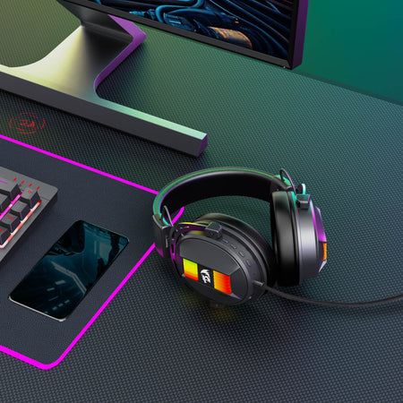 Redragon H375 Wired Gaming Headset, 53mm Drivers 7.1 Surround Sound, Detachable Noise Cancelling Mic, USB Computer Headset with RGB, Lightweight Design for PC/Laptop/PS4