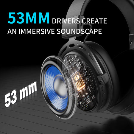 Redragon H375 Wired Gaming Headset, 53mm Drivers 7.1 Surround Sound, Detachable Noise Cancelling Mic, USB Computer Headset with RGB, Lightweight Design for PC/Laptop/PS4