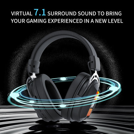 Redragon H375 Wired Gaming Headset, 53mm Drivers 7.1 Surround Sound, Detachable Noise Cancelling Mic, USB Computer Headset with RGB, Lightweight Design for PC/Laptop/PS4