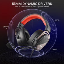 Redragon H730 USB Wired Gaming Headset - 53mm Drivers, 360° Spatial Sound, Detachable Noise-Canceling Microphone, Magnetic Replaceable Ear Cushions, Over-Ear Headphones Works for PC/PS4/PS5