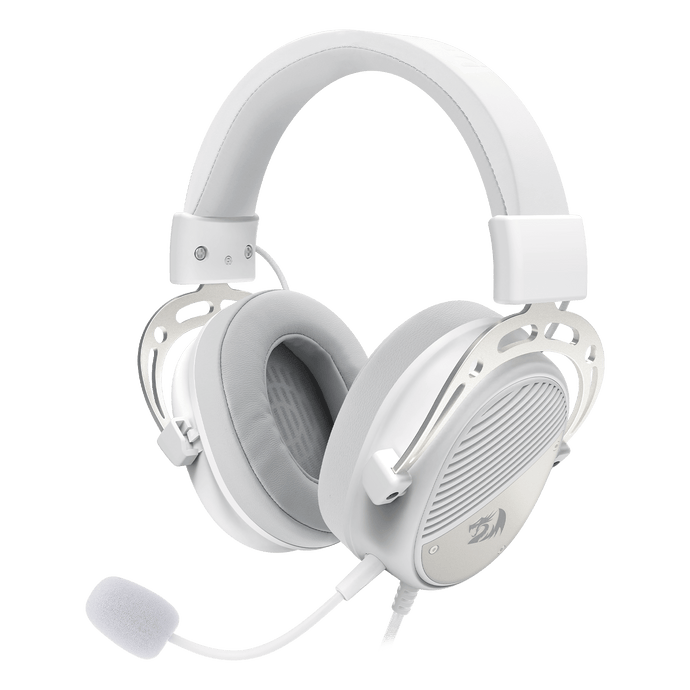 Redragon H730 USB Wired Gaming Headset - 53mm Drivers, 360° Spatial Sound, Detachable Noise-Canceling Microphone, Magnetic Replaceable Ear Cushions, Over-Ear Headphones Works for PC/PS4/PS5, White