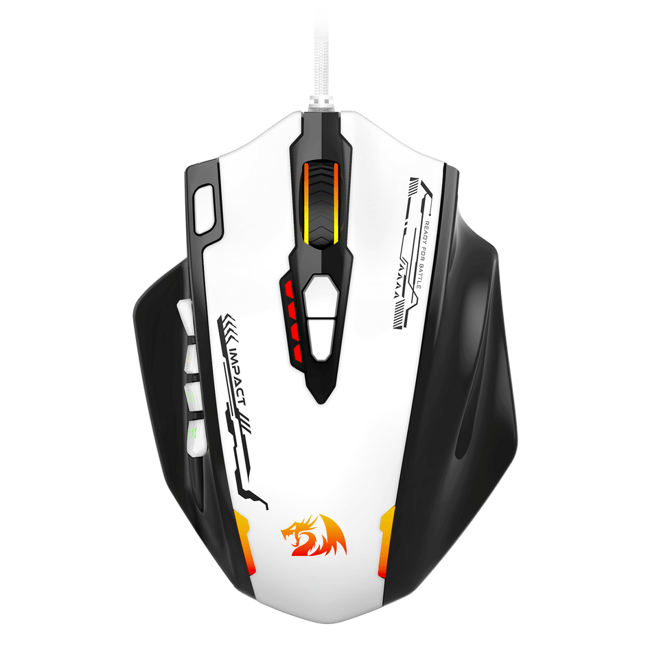 Redragon M908WB Impact RGB LED MMO Gaming Mouse with 12 Side Buttons, Optical Wired Ergonomic Mouse with Max 24,000 DPI, High Precision, 18 Programmable Macro Shortcuts, Comfort Grip