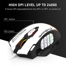 Gaming mouse with DPI adjustment buttons on a black background