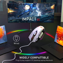 Gaming setup with monitor, mouse, and laptops on a desk, featuring 'IMPACT SE' branding.